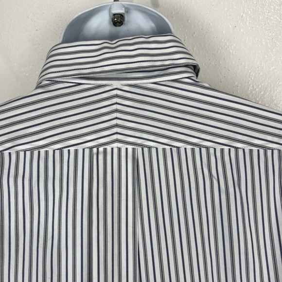 Lands' End Button Down Dress Shirt Men 16 ½ - 34 Blue White Striped Long Sleeve - Picture 10 of 13